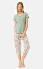 Pointelle Κοντομάνικη Κάπρι Γυναικεία Πυτζάμα με πατιλέτα