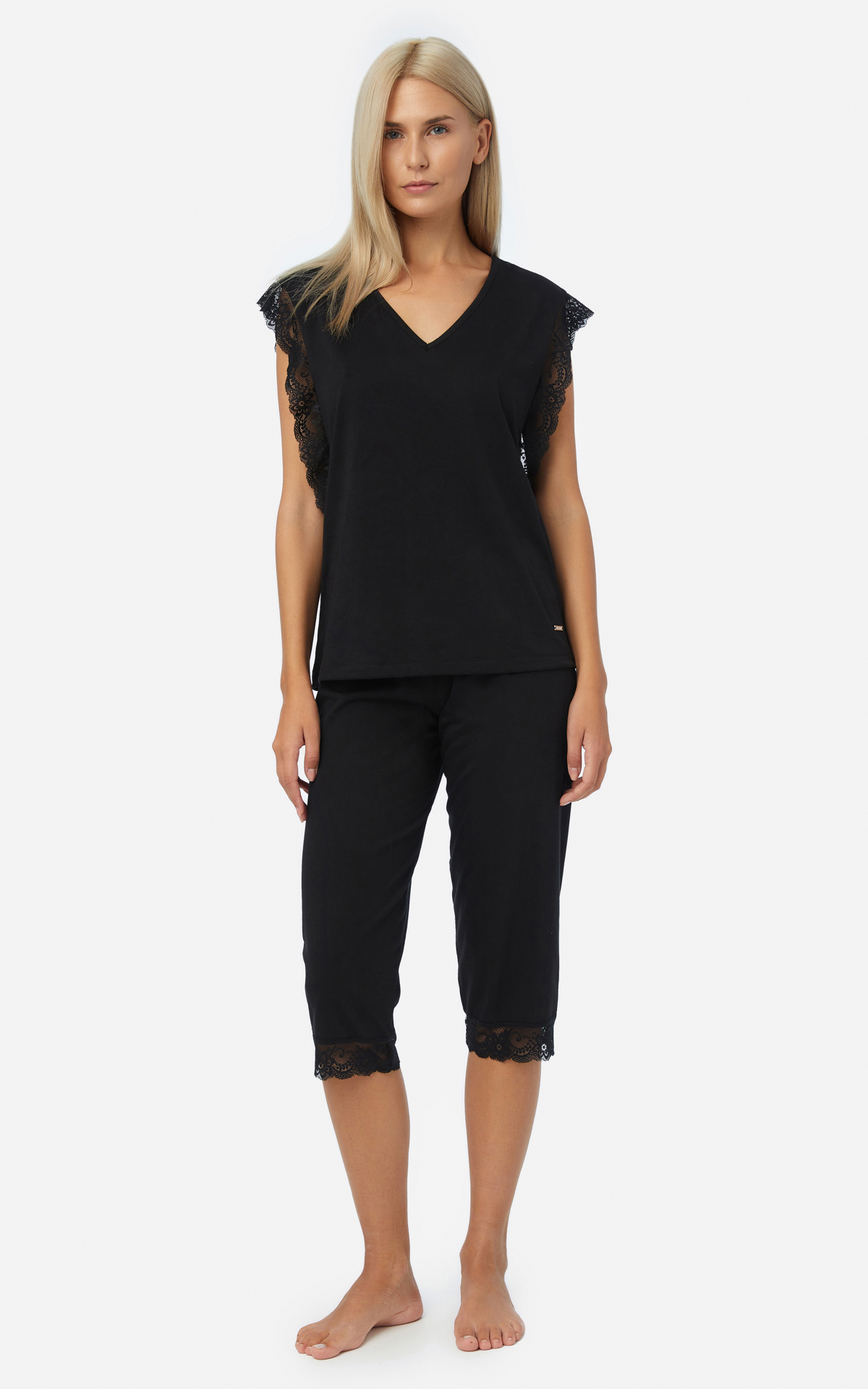 90-52565_045-01 TENCEL™ Modal Μονόχρωμη Κοντομάνικη Κάπρι Γυναικεία Πυτζάμα - Image 1