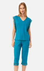 TENCEL™ Modal Μονόχρωμη Κοντομάνικη Κάπρι Γυναικεία Πυτζάμα