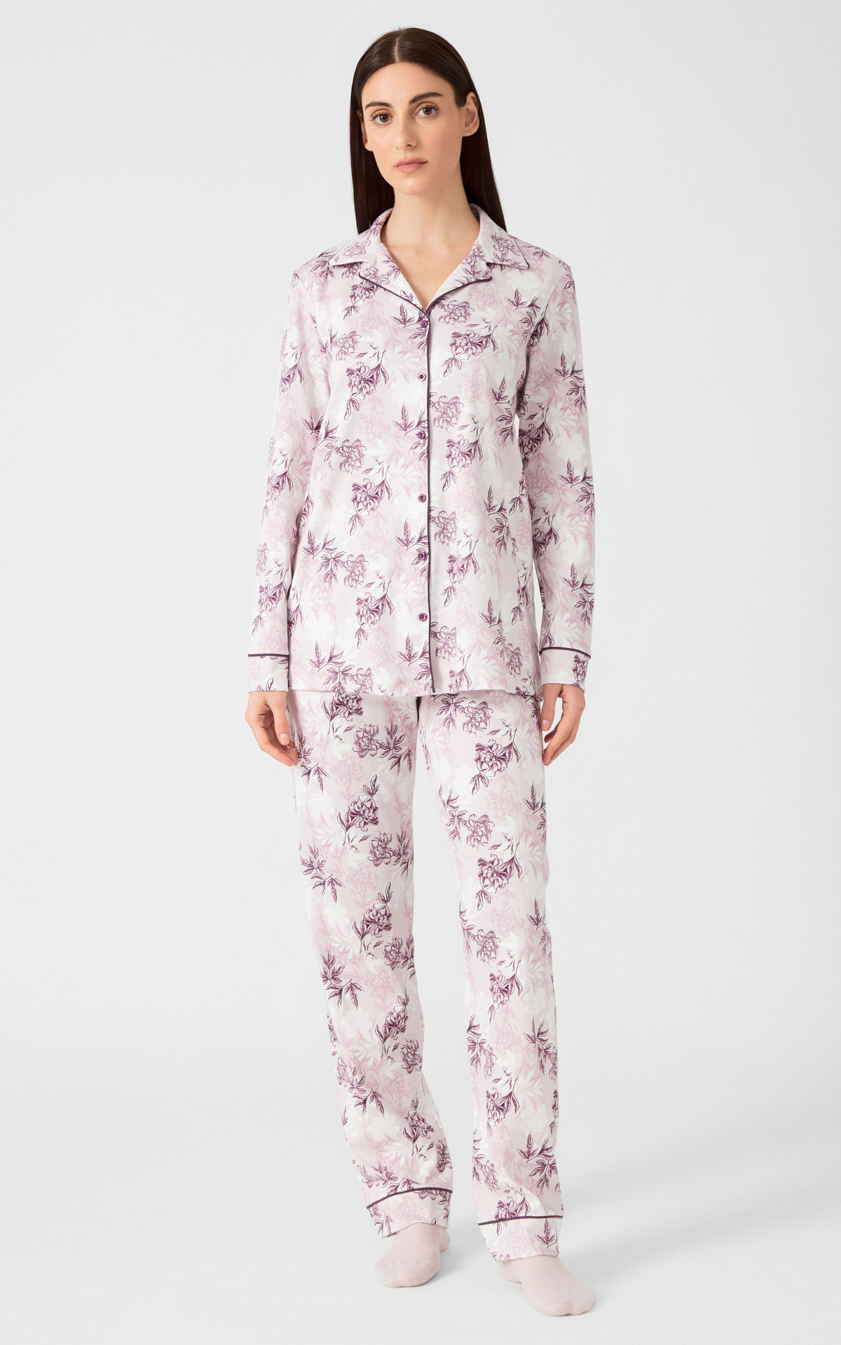 90-53021_238-01 Shadows Floral Κουμπωτή Γυναικεία Πυτζάμα - Image 1