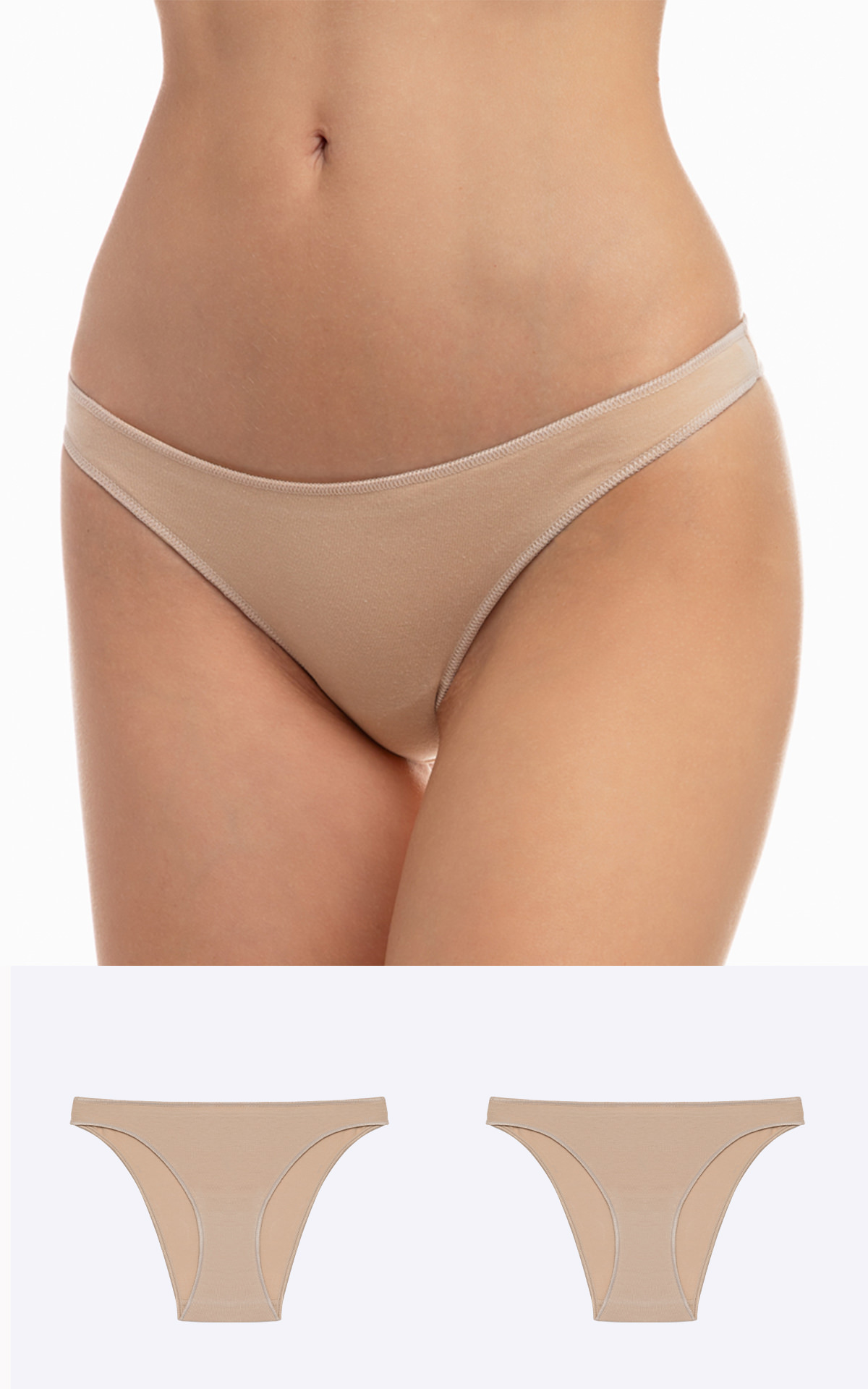 90-81358_003-01 Miss Minerva Βαμβακερό Γυναικείο Invisible Rio Σλιπ 2 τμχ - Image 1
