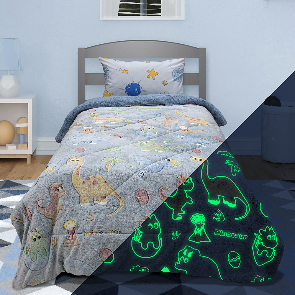 1200001652 LINO ΚΟΥΒΕΡΤΟΠΑΠΛΩMA ΦΩΣΦΟΡΙΖΕ VOLCANO GREY-CIEL 160X220 - Image 1