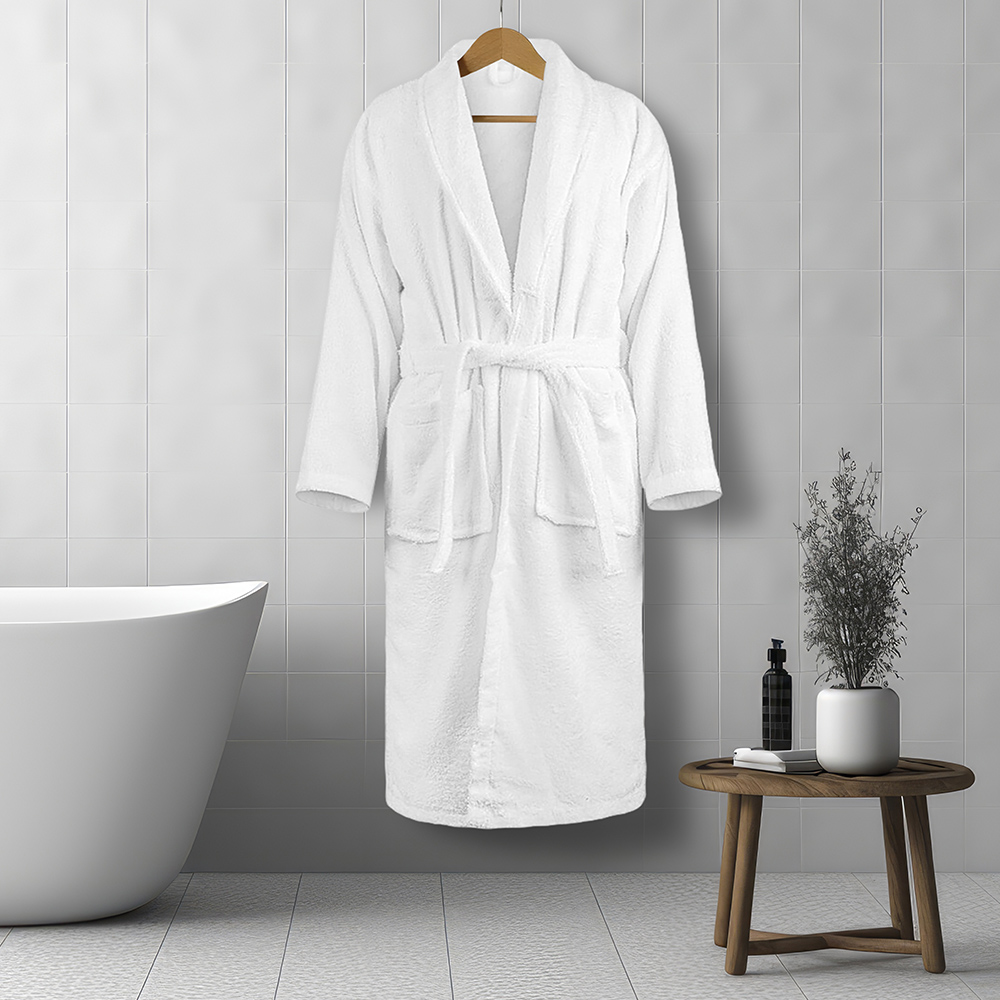 White robe and flowers creating a calming mood LINO ΜΠΟΥΡΝΟΥΖΙ SOLID WHITE L - Image 1
