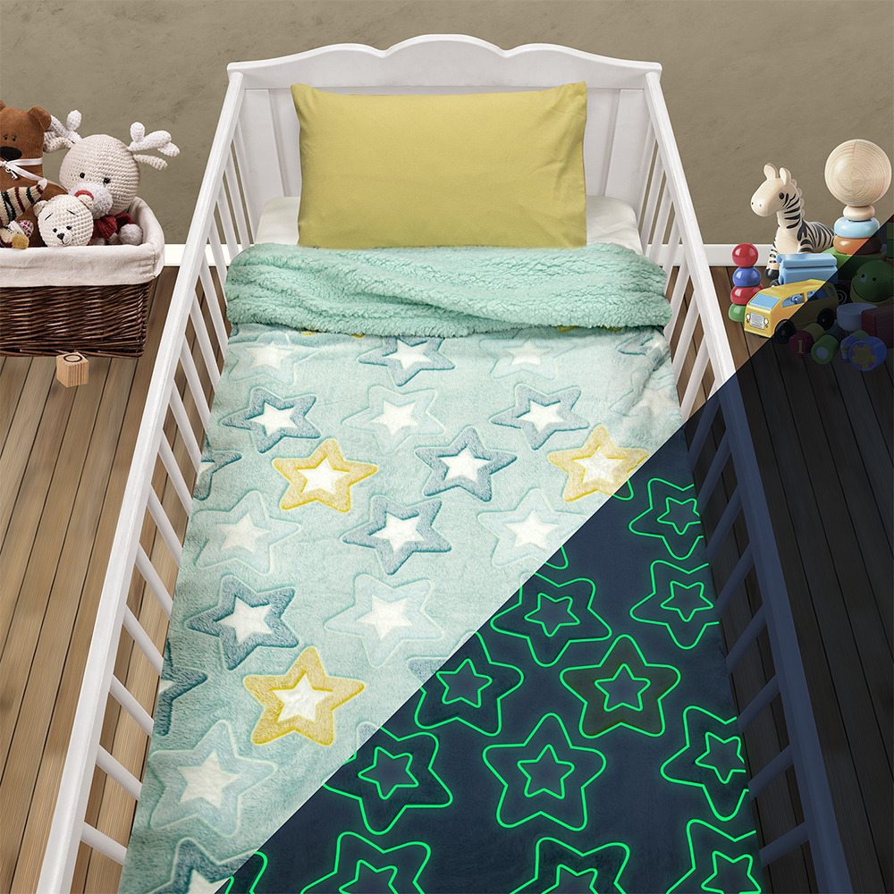 4300001067 LINO ΚΟΥΒΕΡΤΑ FLEECE SHERPA ΦΩΣΦΟΡΙΖΕ STER MINT 110X150 - Image 1