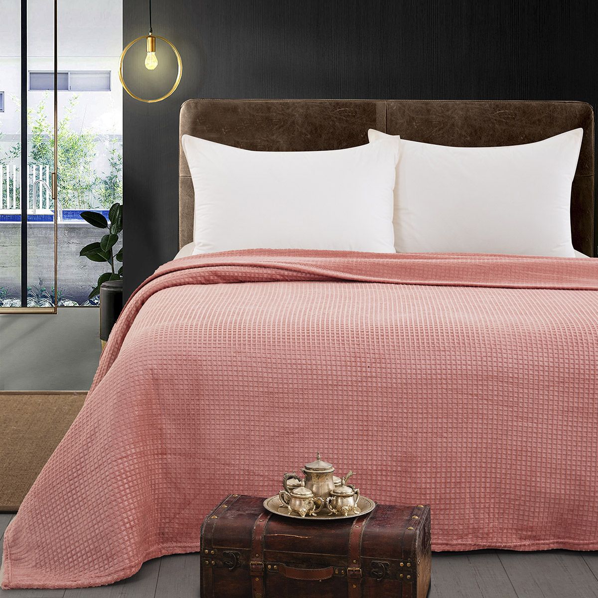 11551 Beauty Home Κουβέρτα μονόχρωμη υπέρδιπλη Fleece Art 11551 220x240 Ροδακινί - Image 1