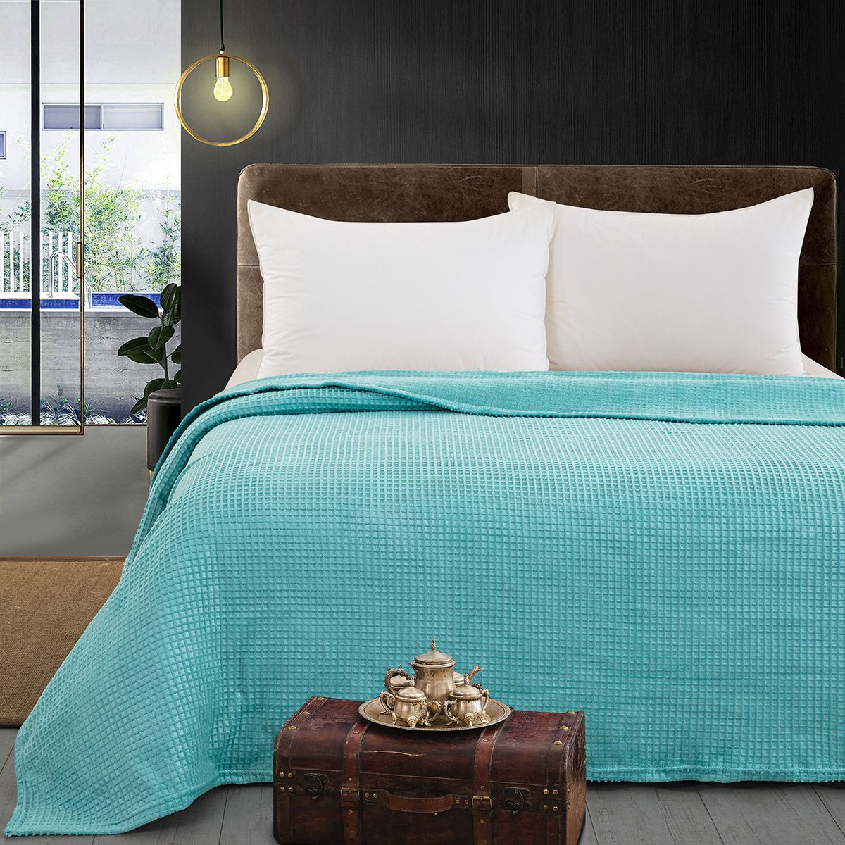 11554 Beauty Home Κουβέρτα μονόχρωμη υπέρδιπλη Fleece Art 11554 220x240 Τυρκουαζ - Image 1