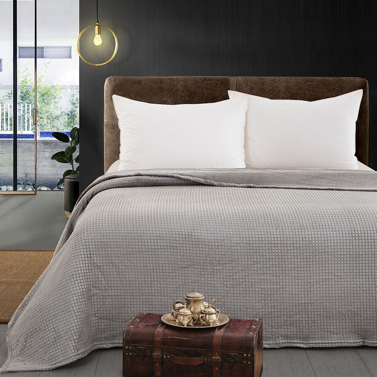 11555 Beauty Home Κουβέρτα μονόχρωμη μονή Fleece Art 11555 160x220 Γκρι - Image 1