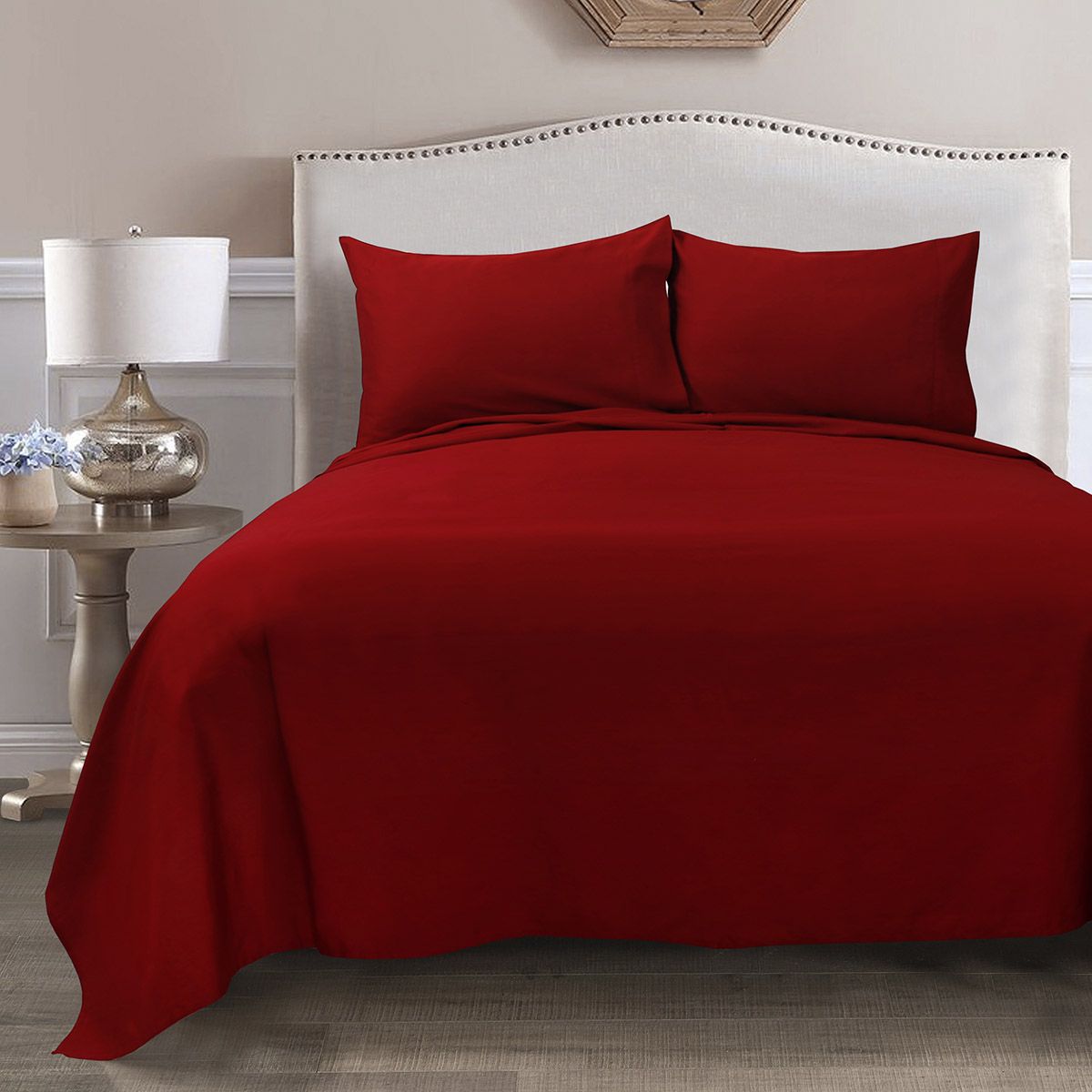 12000-red Beauty Home Σετ σεντόνια υπέρδιπλα με λάστιχο 4 Seasons Art 12000 240x270 Κόκκινο - Image 1