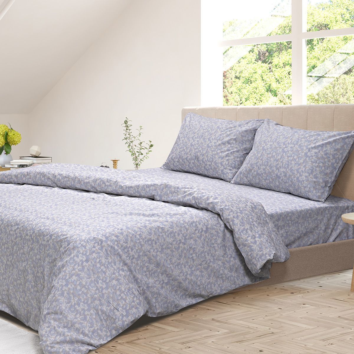 Mockup,Of,Stylish,Bedroom,In,White,Color,With,Summer,Landscape Beauty Home Κουβερλί υπέρδιπλο Brandy Αrt 12075 230x250 Εμπριμέ - Image 1