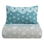 Beauty Home Σετ παπλωματοθήκη υπέρδιπλη Palm Art 12186 230x250 Πετρόλ,Μπεζ - Image 3