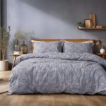 Beauty Home Σετ πάπλωμα υπέρδιπλο Art 12212 Jasmine 100% Βαμβακοσατέν 300tc 220x240 Γκρι