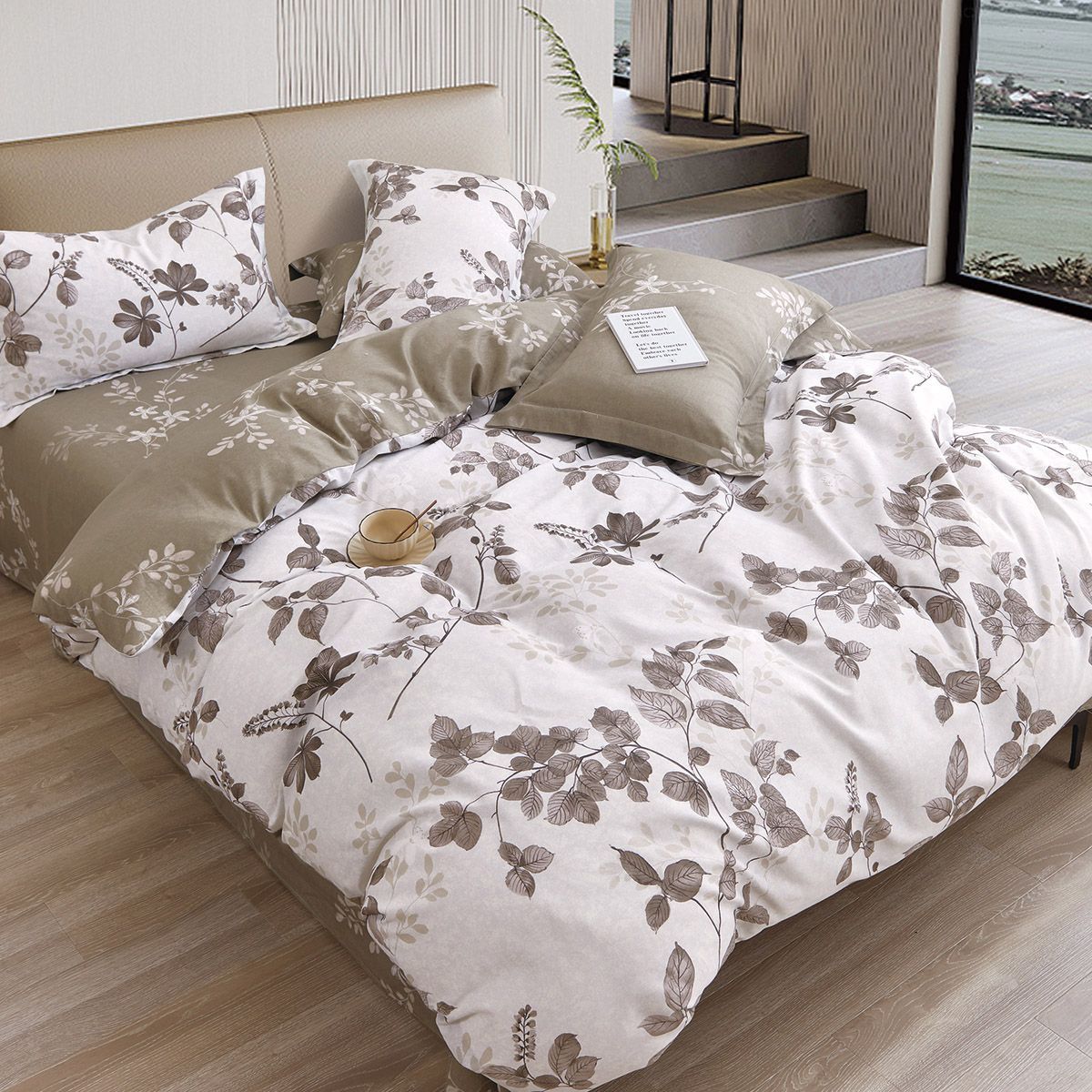 12275 Beauty Home Σετ πάπλωμα υπέρδιπλο Art 12275 Alcestis 220x240 Μόκα - Image 1