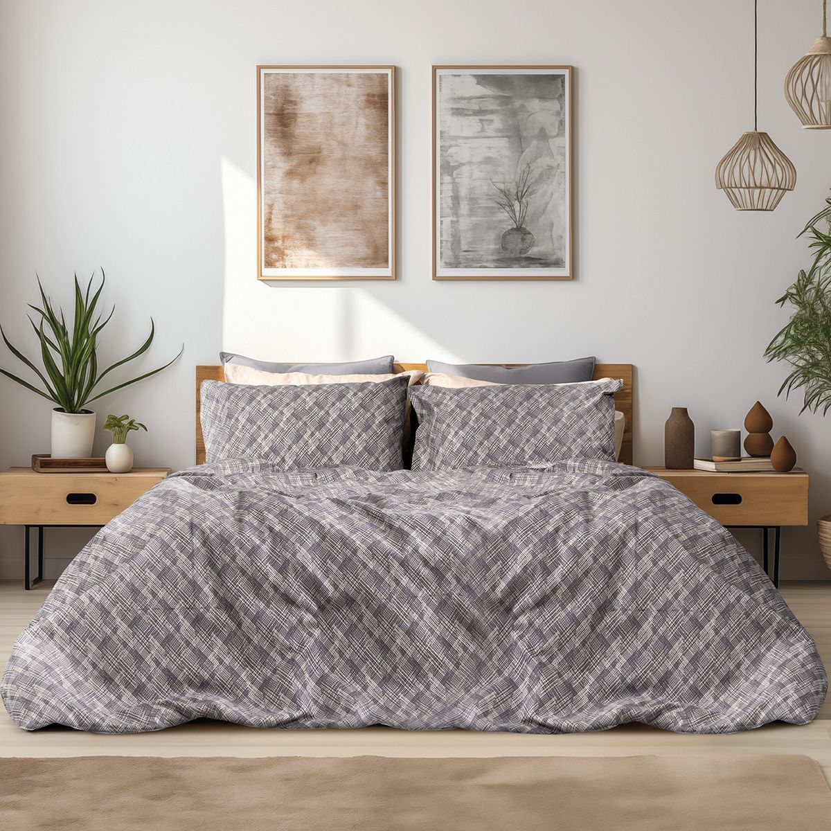 12333 Beauty Home Σετ σεντόνια φανελένια King Size Leonardo Art 12333 270x260 Γκρι - Image 1