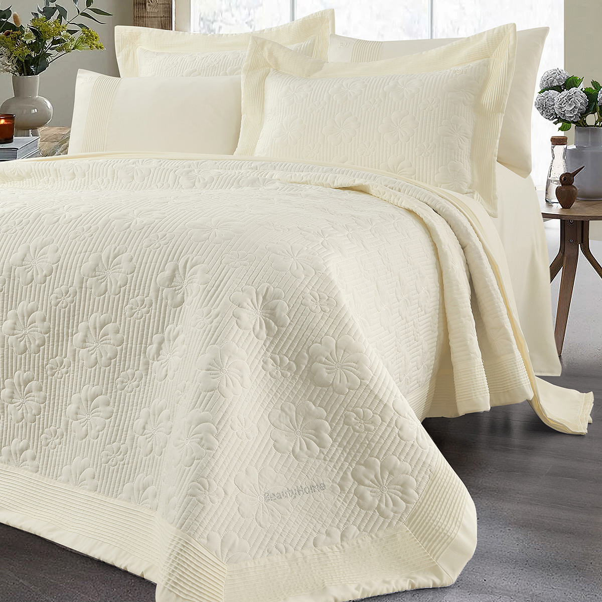 12502_ecru Beauty Home Σετ κουβερλί υπέρδιπλο Marilia Art 12502 230x250 Εκρού - Image 1