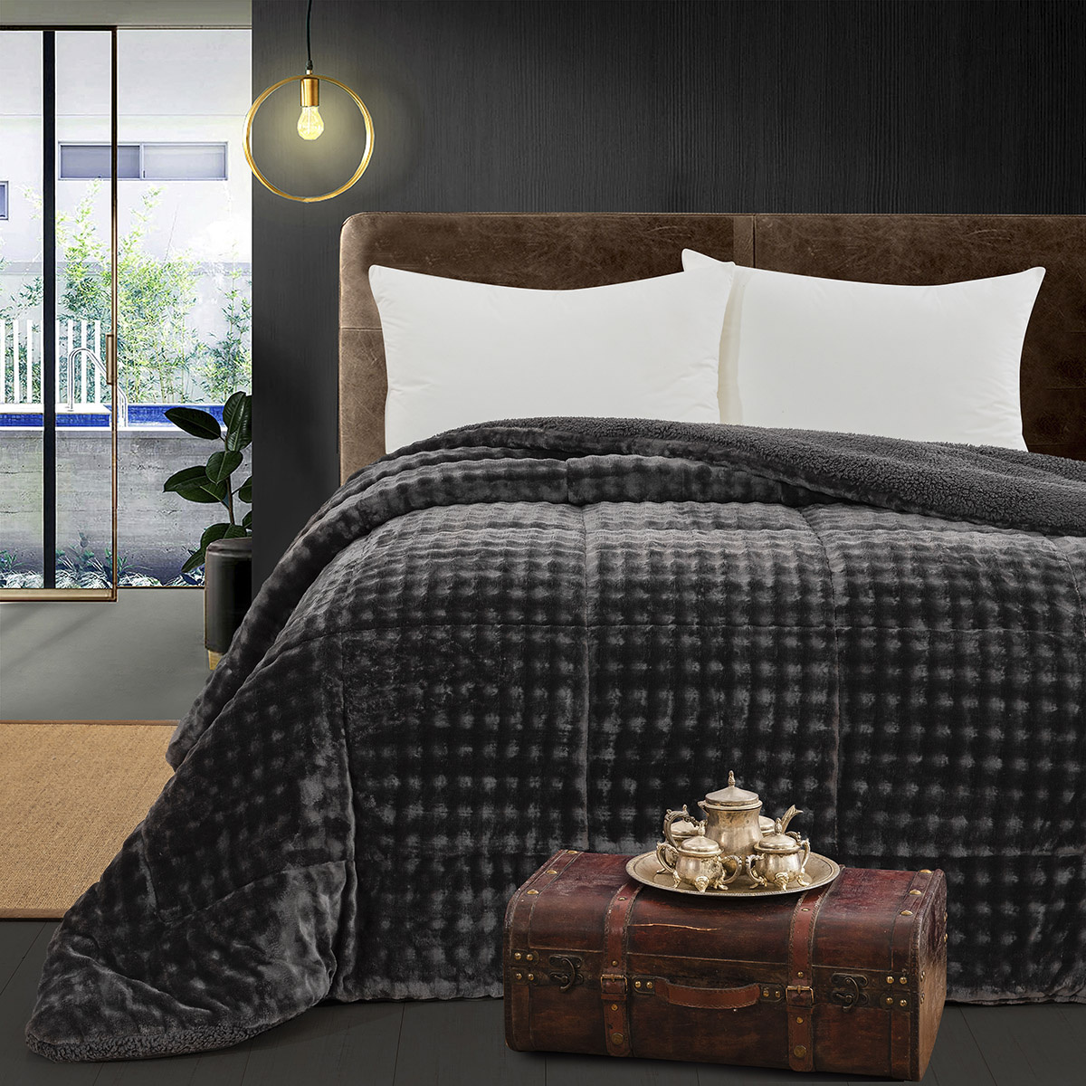 12513 Beauty Home Κουβερτοπάπλωμα υπέρδιπλο Art 12513 220x240 Ανθρακί - Image 1