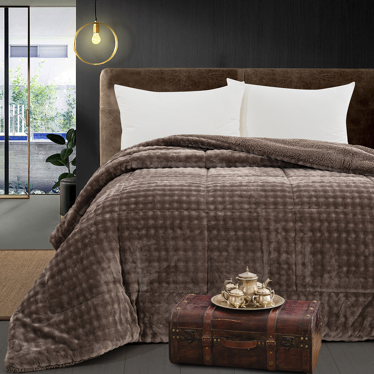 12515 Beauty Home Κουβερτοπάπλωμα υπέρδιπλο Art 12515 220x240 Μόκα - Image 1