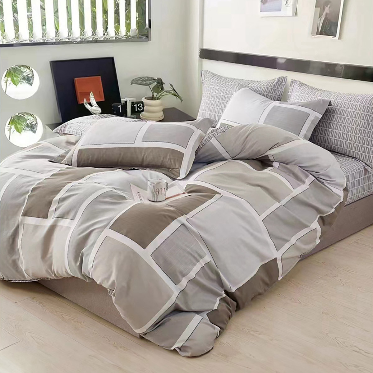 12601 Beauty Home Σετ πάπλωμα υπέρδιπλο Art 12601 Luigi 220x240 Γκρι,Μπεζ - Image 1