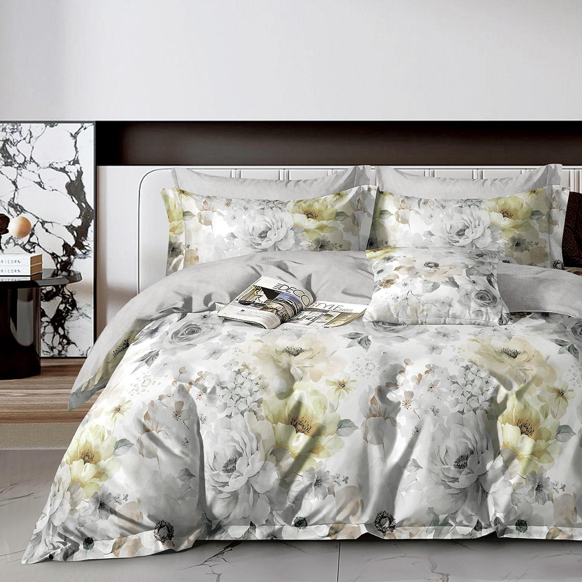 12610 Beauty Home Σετ παπλωματοθήκη υπέρδιπλη Art 12610 Giovanni 230x250 Γκρι - Image 1