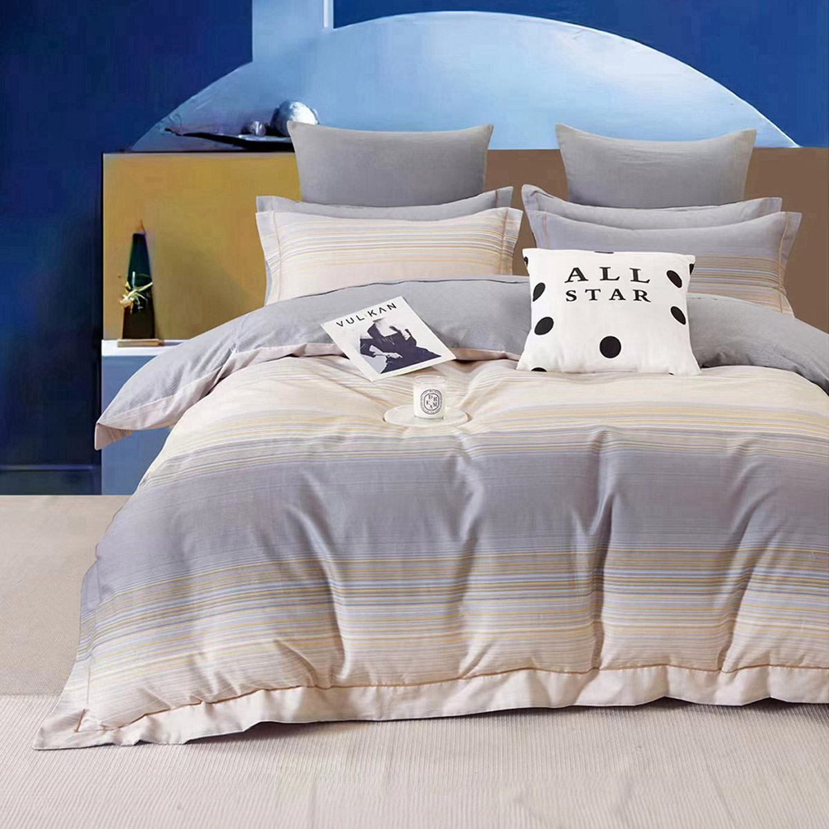 12618 Beauty Home Σετ κουβερλί υπέρδιπλο Art 12618 Bach 220x240 Γκρι,Μπεζ - Image 1