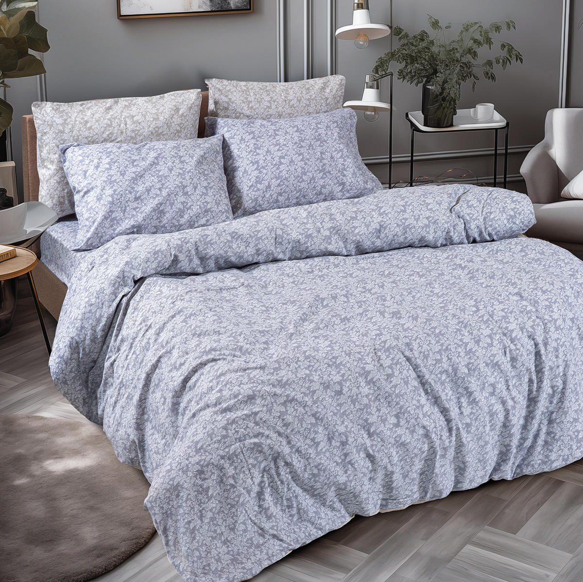 12631 Beauty Home Σετ παπλωματοθήκη φανελένια μονή Flame Art 12631 160x240 Γκρι - Image 1