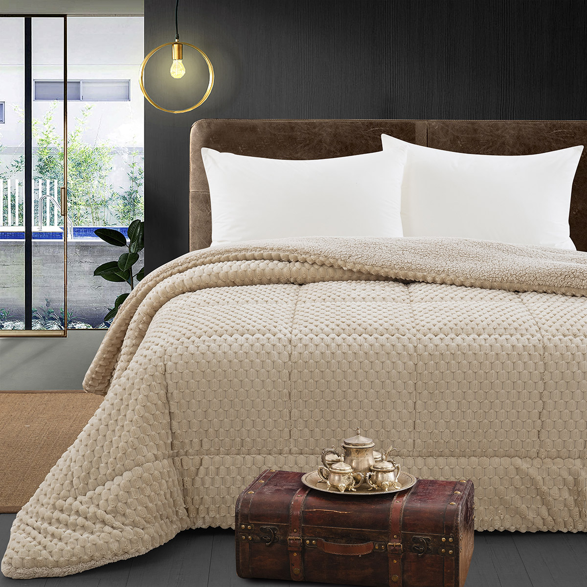 12651 Beauty Home Κουβερτοπάπλωμα υπέρδιπλο Art 12651 220x240 Μπεζ - Image 1