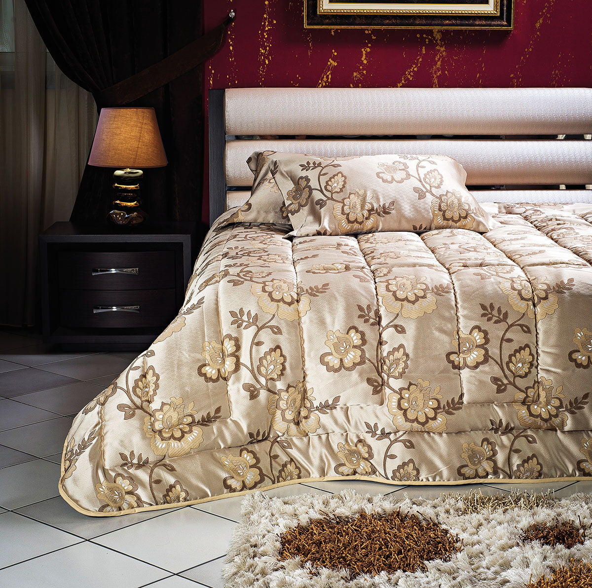 1447 Beauty Home Σετ πάπλωμα υπέρδιπλο Art 1447 220x240 Εμπριμέ,Χρυσαφί - Image 1