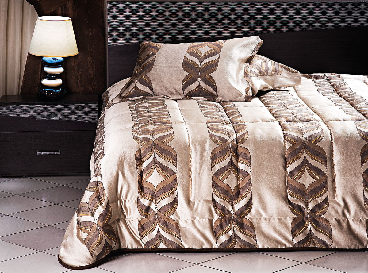 1469 Beauty Home Σετ κουβερλί υπέρδιπλο Art 1469 220x240 Εμπριμέ,Χρυσαφί,Καφέ - Image 1