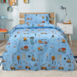 LINO Σετ Παιδική Παπλωματοθήκη (160x240) Playground Town Πετρόλ