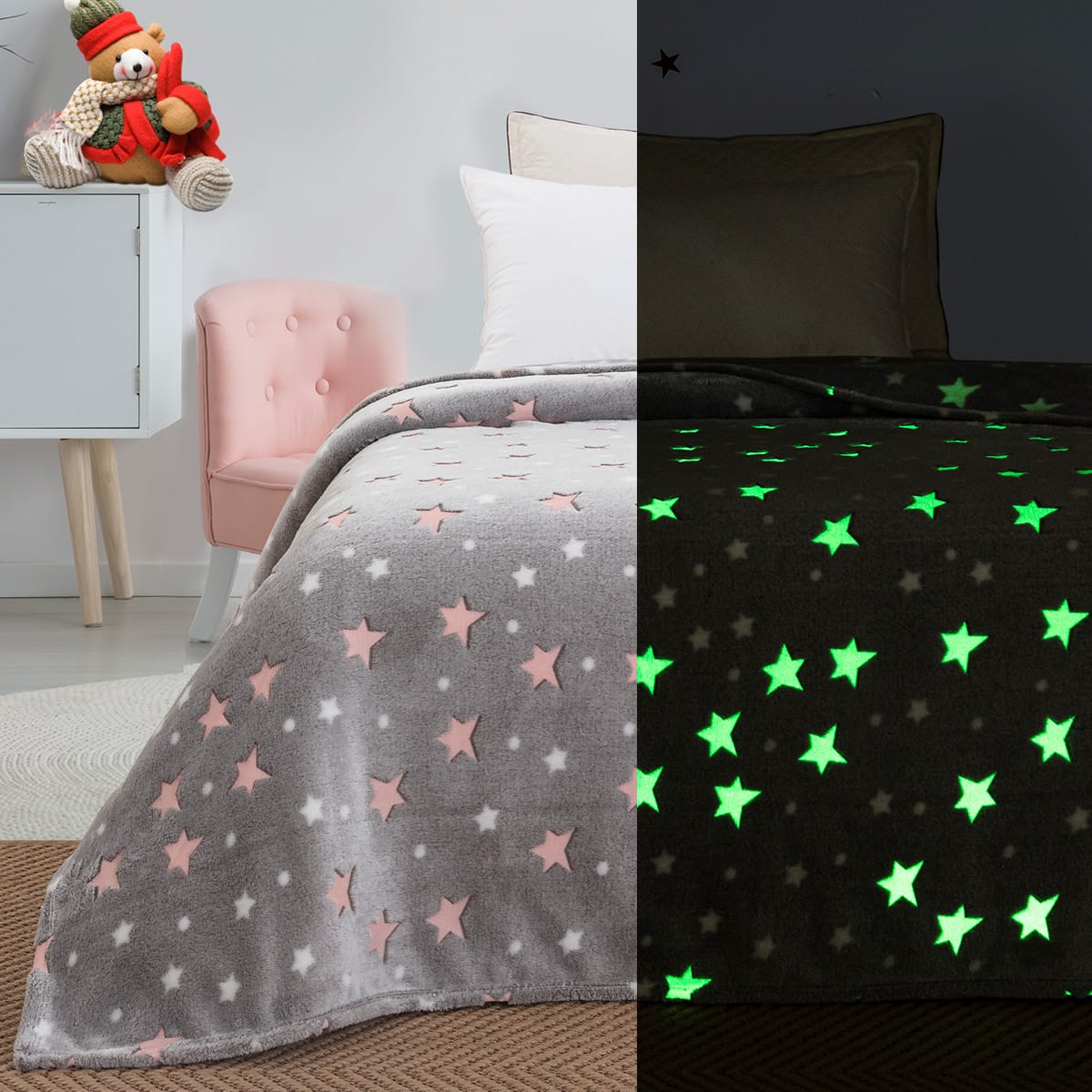 1991_b Beauty Home Κουβέρτα υπέρδιπλη φωσφορίζουσα Flash Art 1991 220x240 Γκρι - Image 1