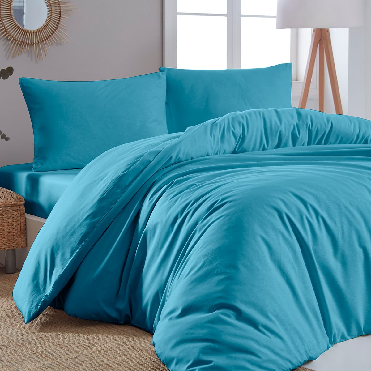 1999_Qpetrol Beauty Home Παπλωματοθήκη μονή μονόχρωμη Art 1999 170x250 Πετρόλ - Image 1