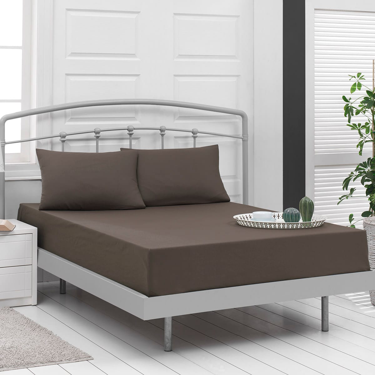 1999_brown Beauty Home Σεντόνι μονό μονόχρωμο με λάστιχο Art 1999 110x200+30 Καφέ - Image 1