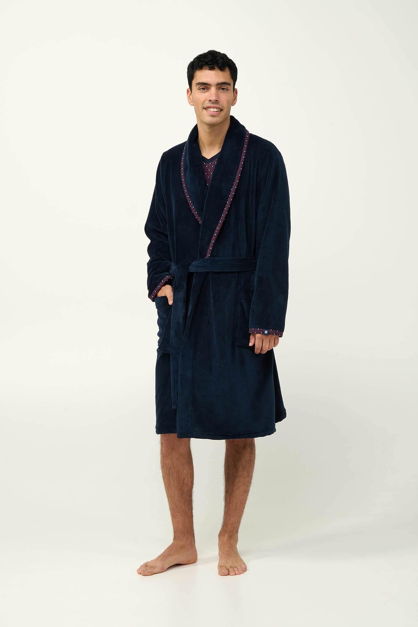 1_0014386948 Μακριά Σταυρωτή Ανδρική Ρόμπα - Image 1