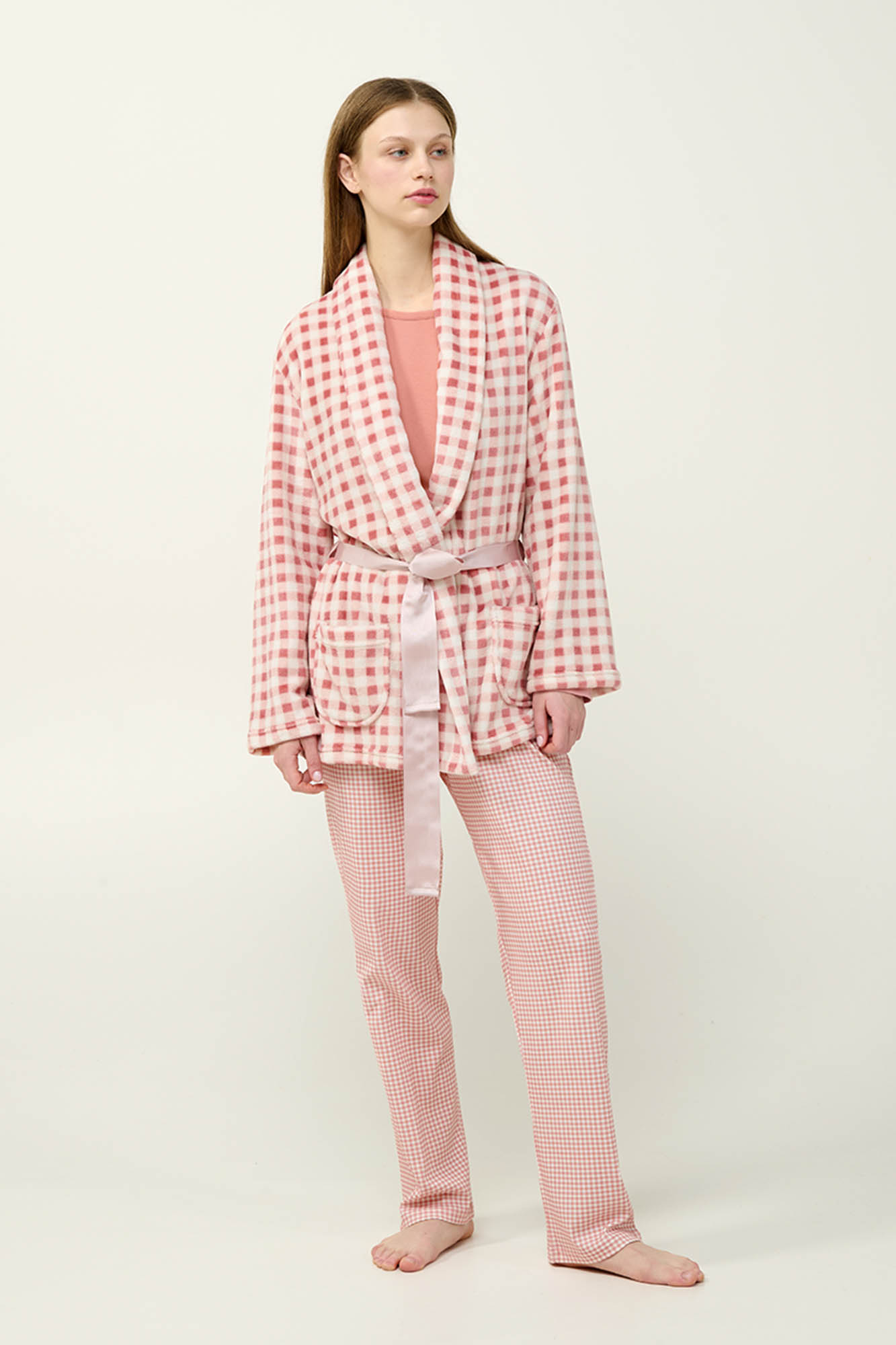 1_0038715972 Γυναικεία Σταυρωτή Καρό Ρόμπα - Image 1