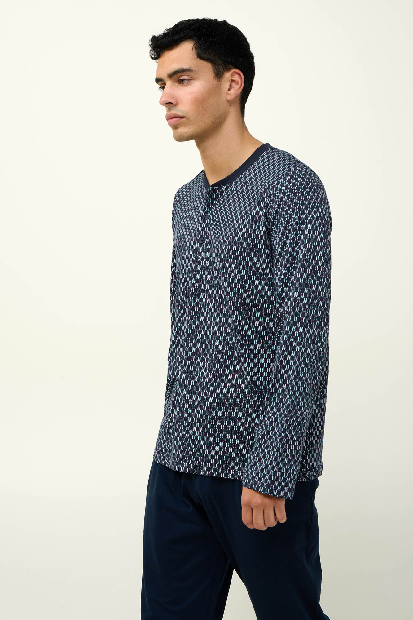 1_0043520839 Ανδρική Βαμβακερή Πυτζάμα με Πατιλέτα - Image 1