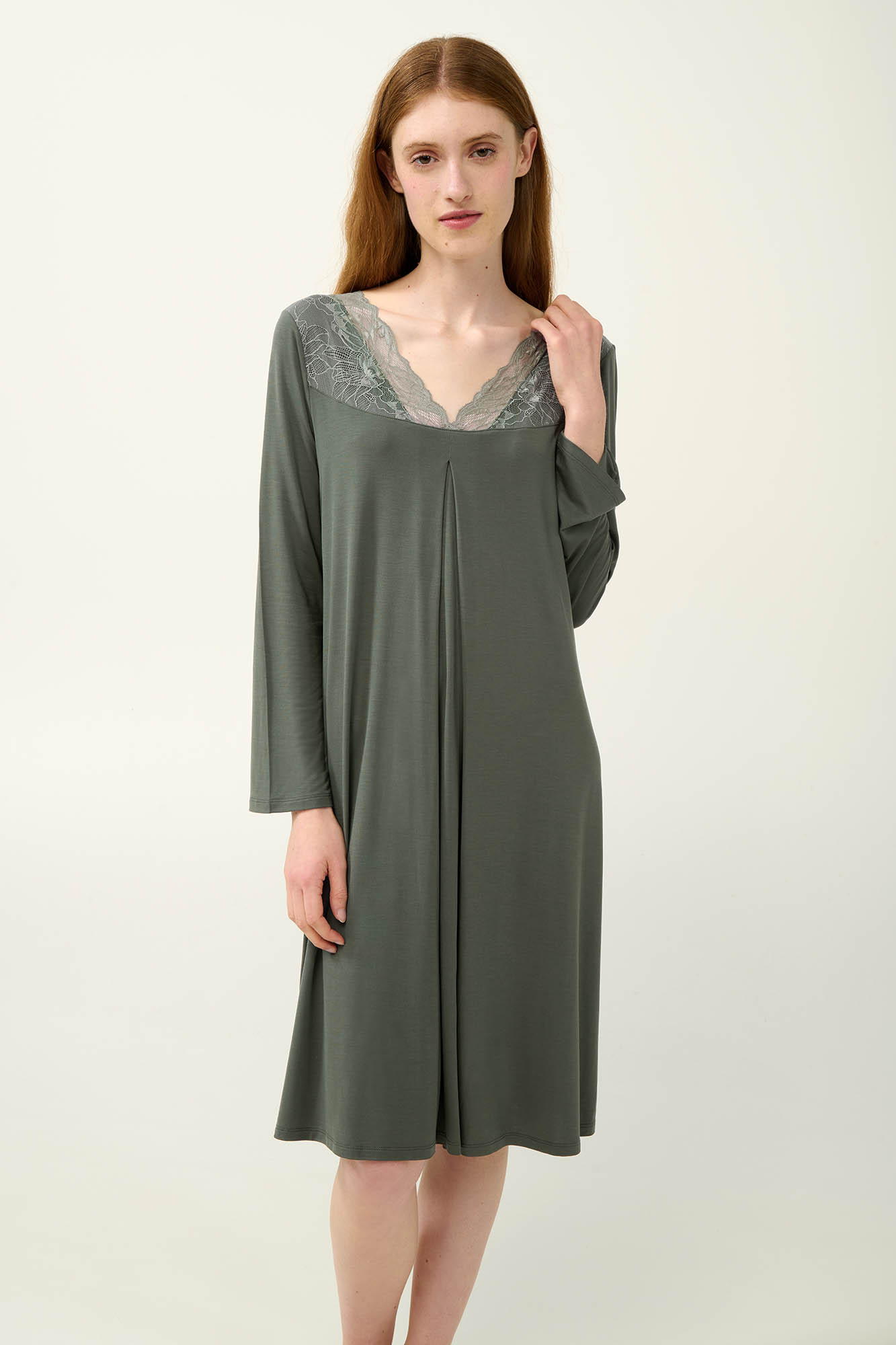 1_0142984403 Γυναικείο Νυχτικό Micromodal με Πιέτα - Image 1