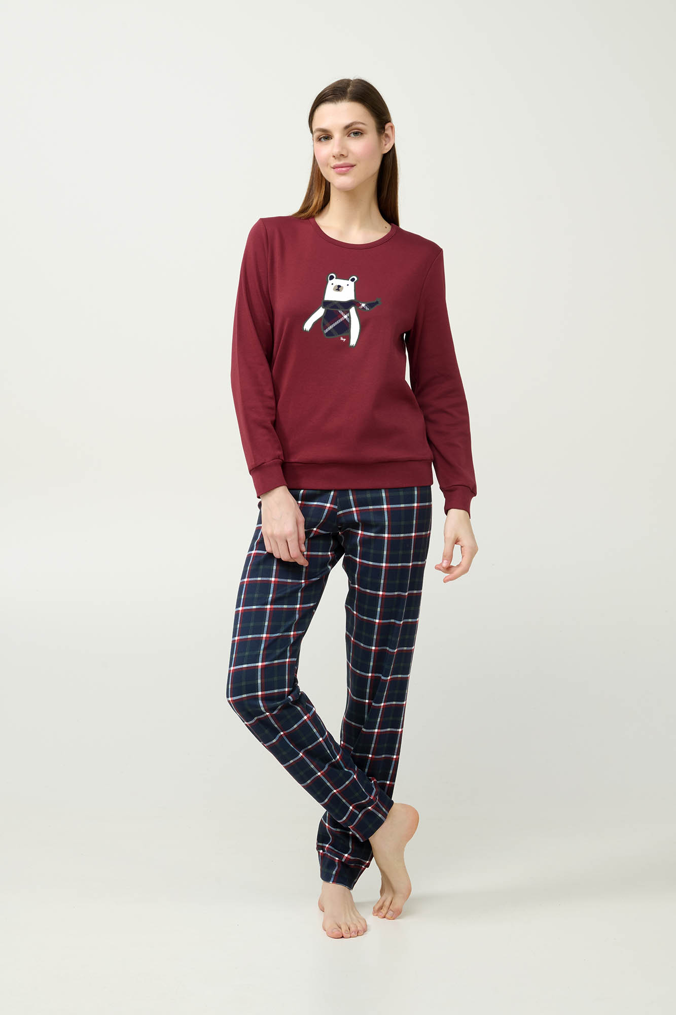 1_0189390838 Βαμβακερή Γυναικεία Πυτζάμα με Μανσέτες - Image 1