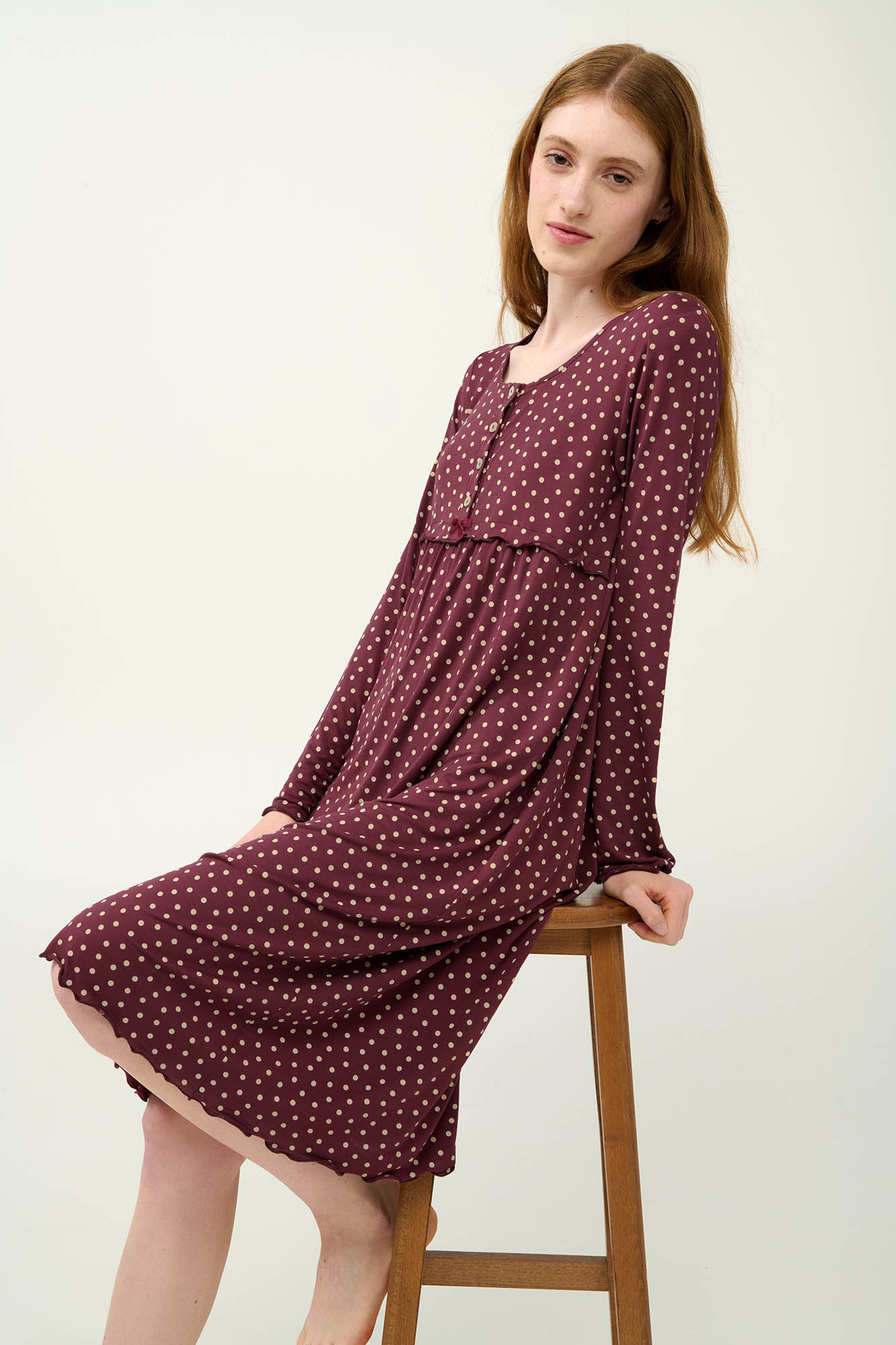 1_0223840979 Micromodal Πουά Νυχτικό Εγκυμοσύνης και Θηλασμού - Image 1