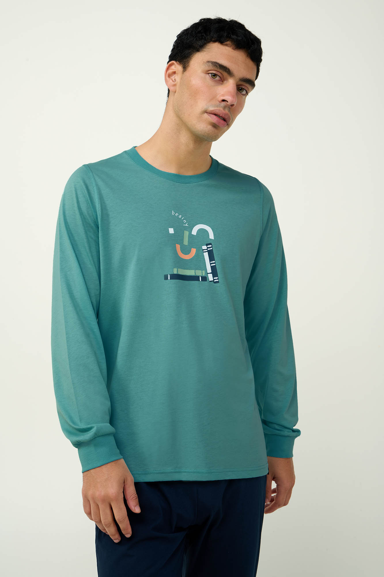 1_0300678285 Ανδρική Βαμβακερή Πυτζάμα με Μανσέτες - Image 1