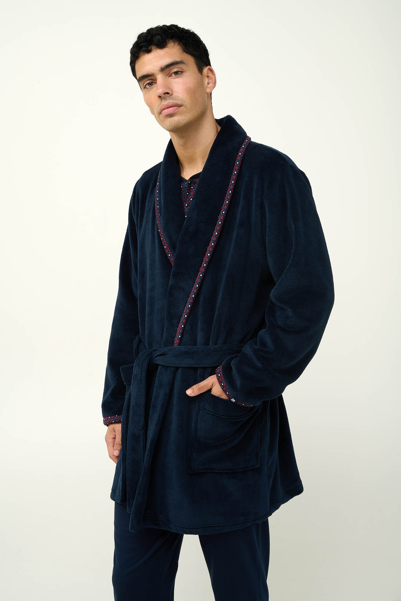 1_0302279839 Σταυρωτή Ανδρική Fleece Ρόμπα - Image 1