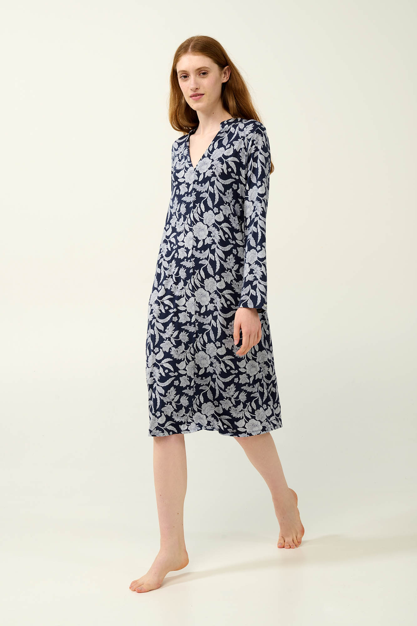 1_0411059632 Micromodal Φλροάλ Νυχτικό με Κουμπιά - Image 1