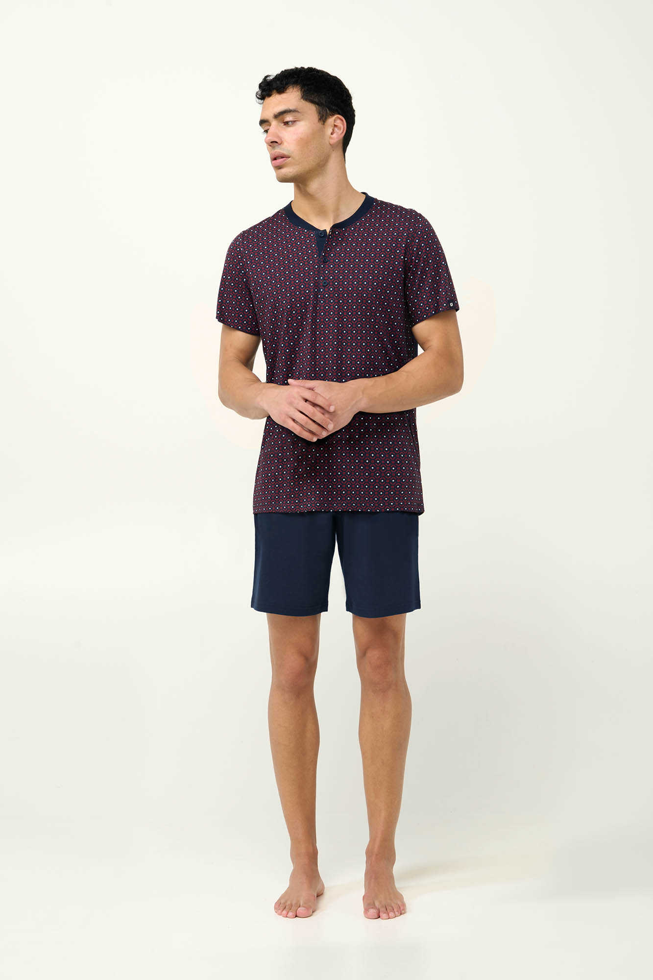 1_0433441349 Ανδρική Βαμβακερή Πυτζάμα με Κοντό Μανίκι - Image 1