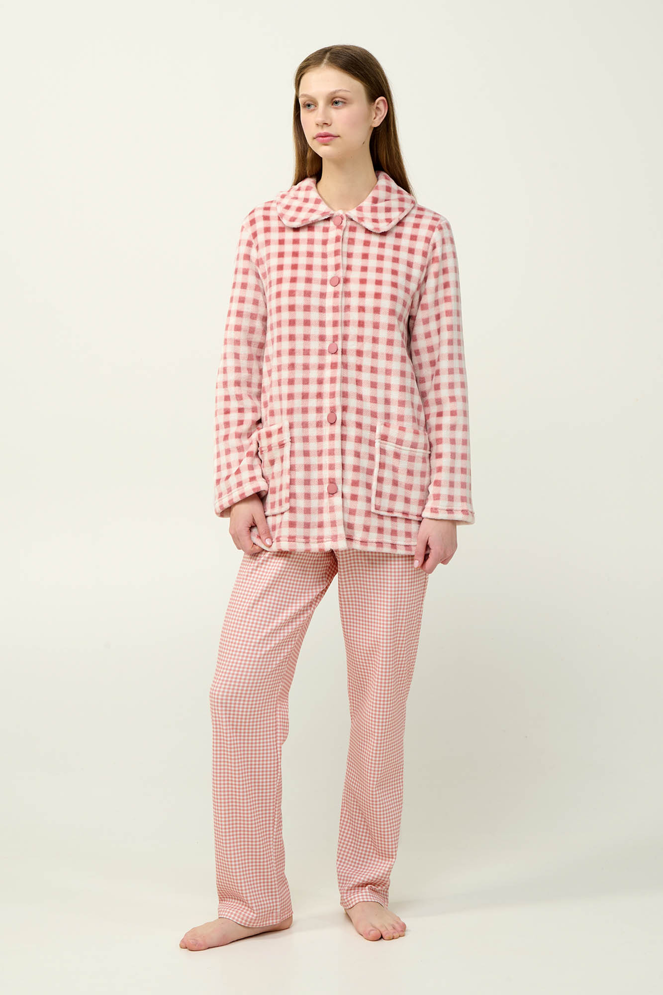 1_0463606629 Γυναικεία Fleece Ρόμπα με Κουμπιά - Image 1