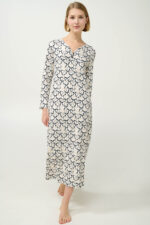 Μακρύ Βαμβακερό Νυχτικό με Φιόγκους