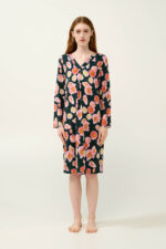 Φλοράλ Νυχτικό Micromodal με Πιέτα