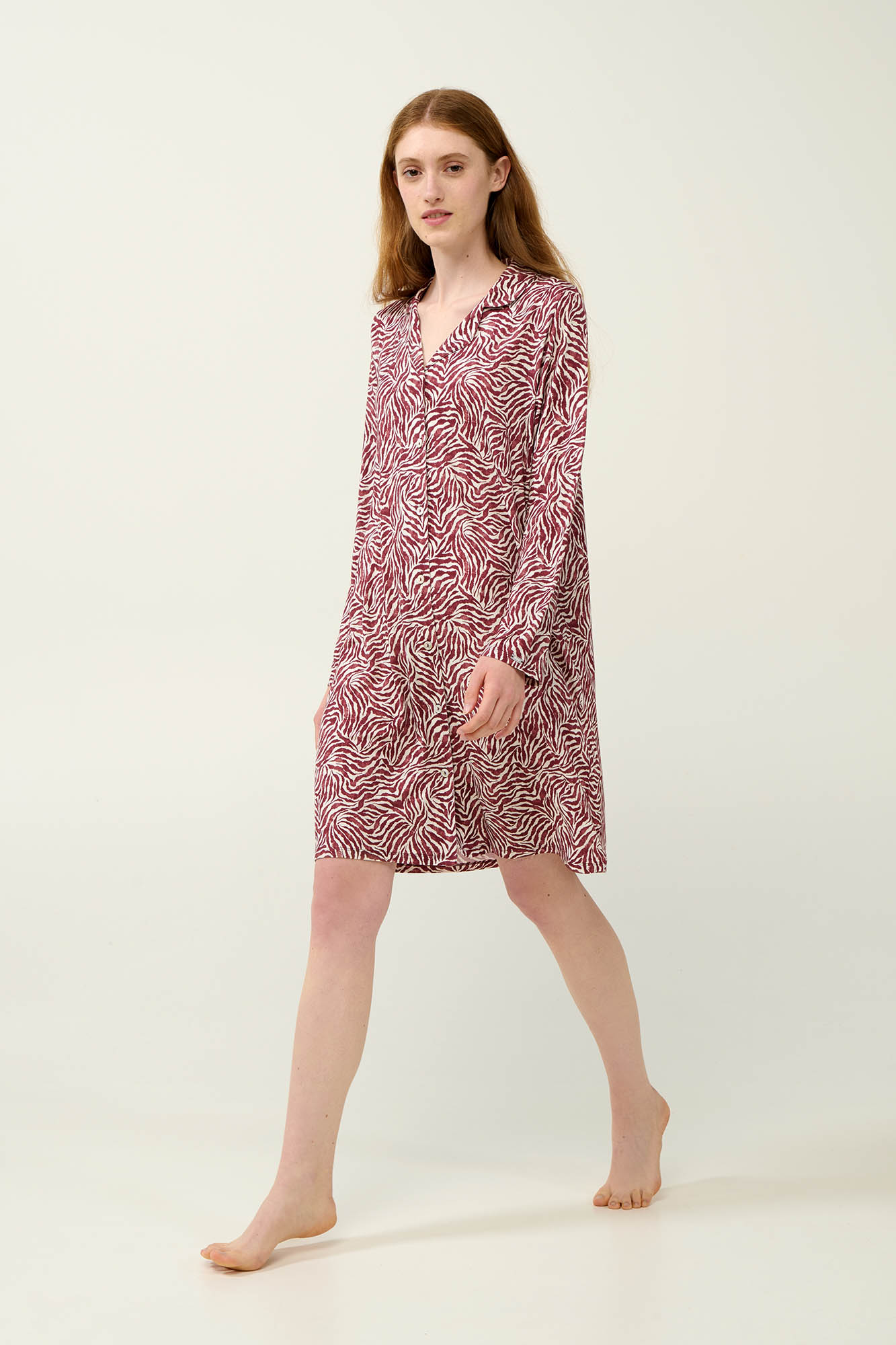 1_0552847907 Κουμπωτό Νυχτικό Micromodal με Μοτίβο Ζέβρας - Image 1