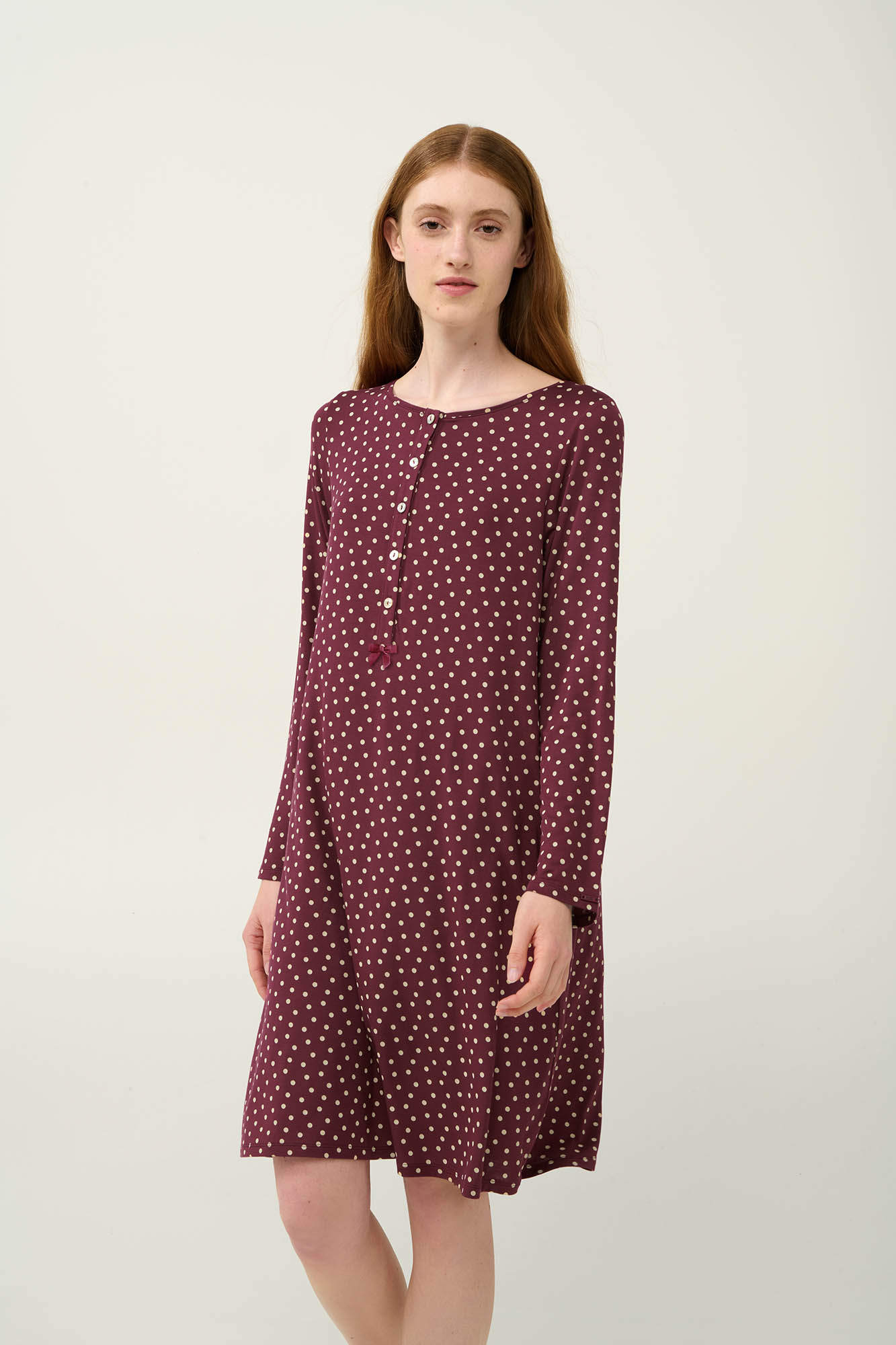 1_0560988501 Micromodal Πουά Νυχτικό με Πατιλέτα - Image 1