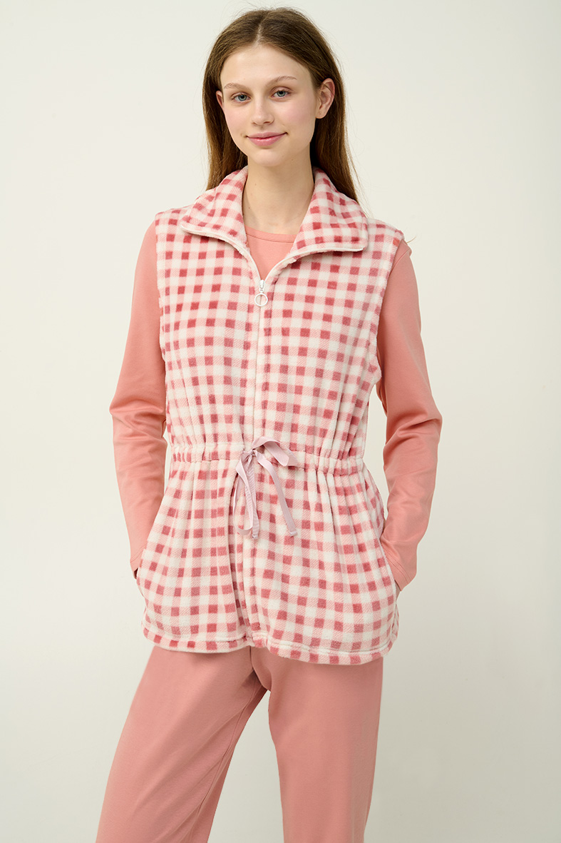 1_0635175393 Γυναικείο Καρό Fleece Γιλέκο - Image 1