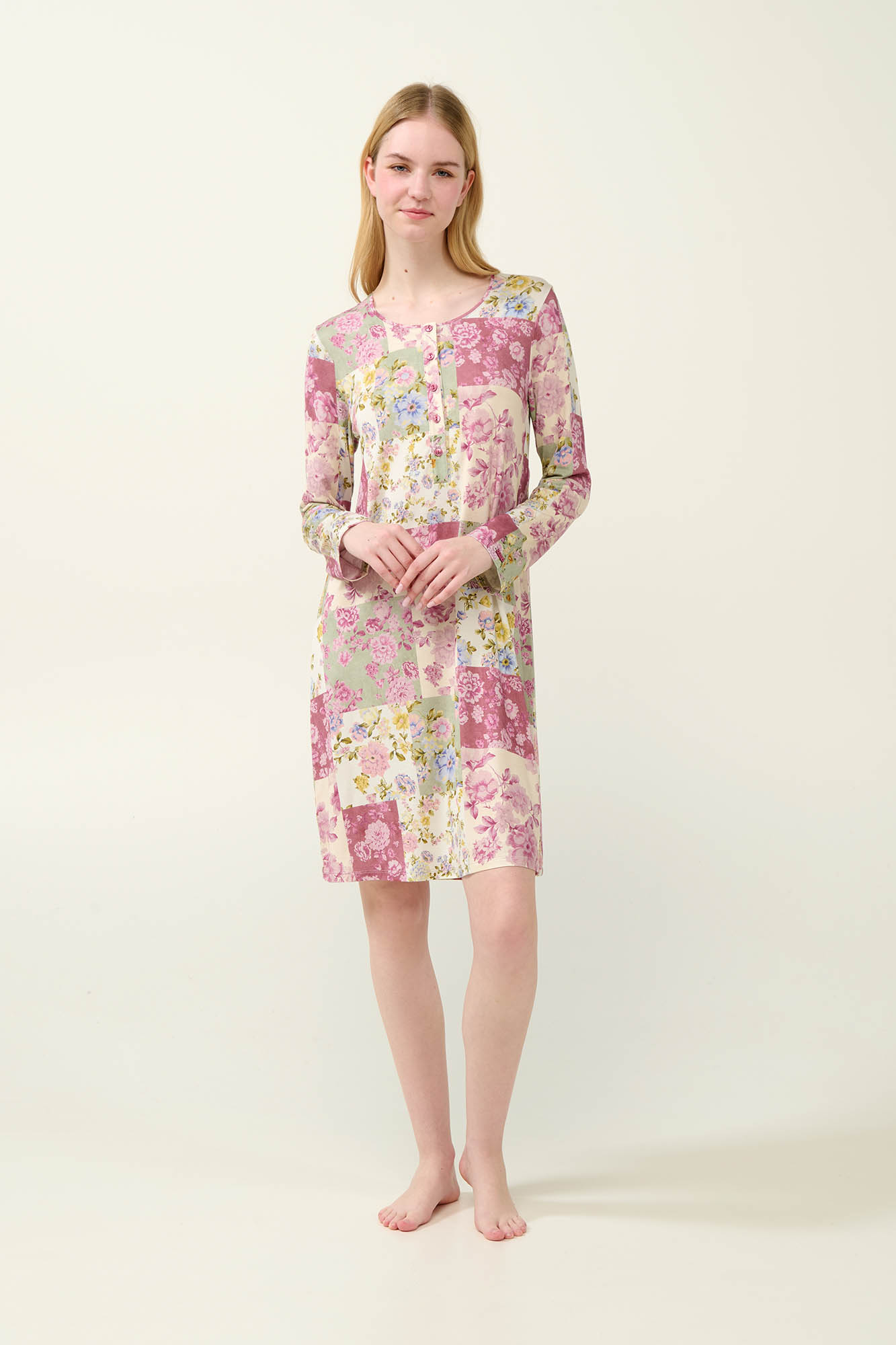 1_0636539491 Micromodal Φλοράλ Νυχτικό με Πατιλέτα - Image 1