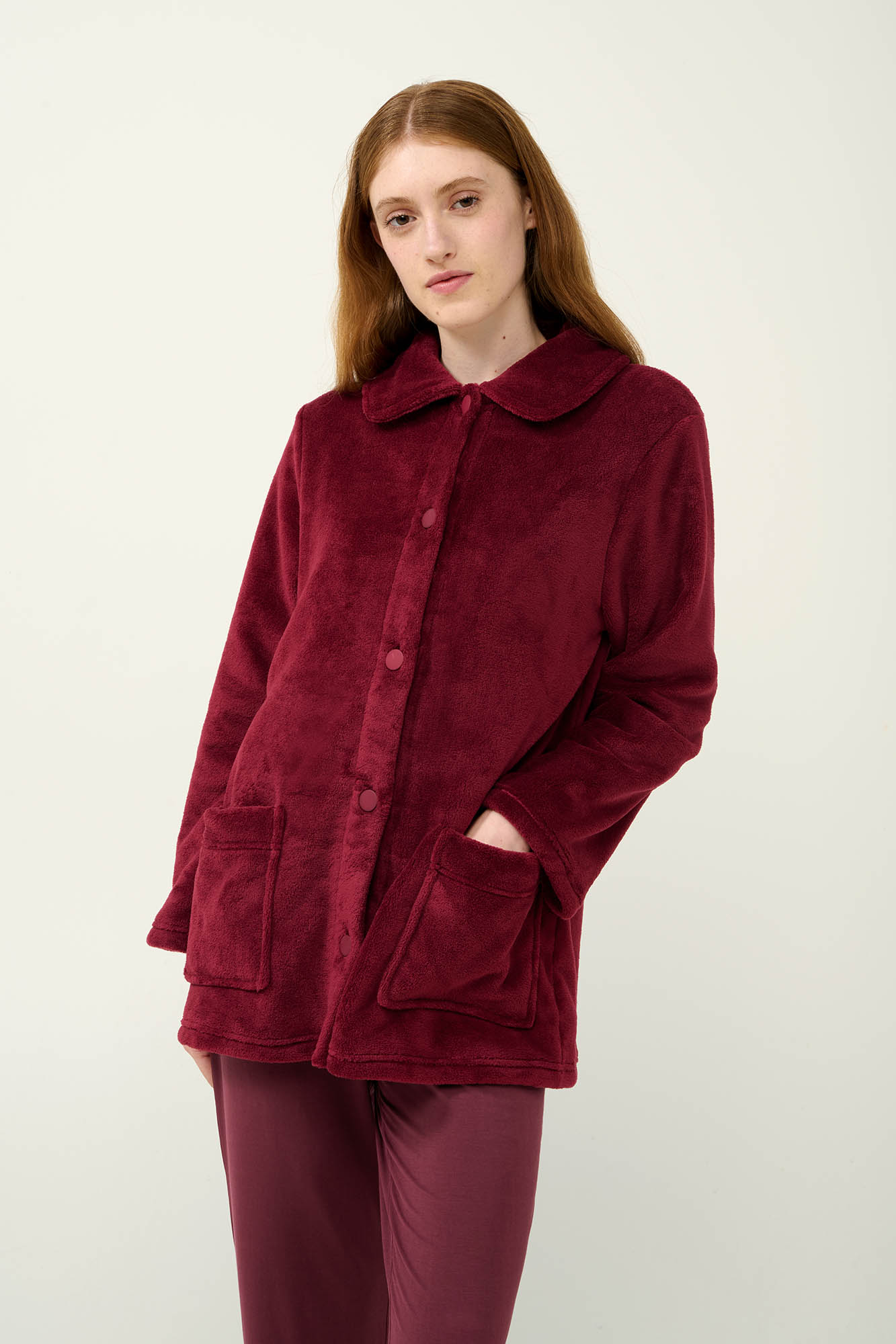 1_0644831134 Γυναικεία Κουμπωτή Fleece Ρόμπα - Image 1