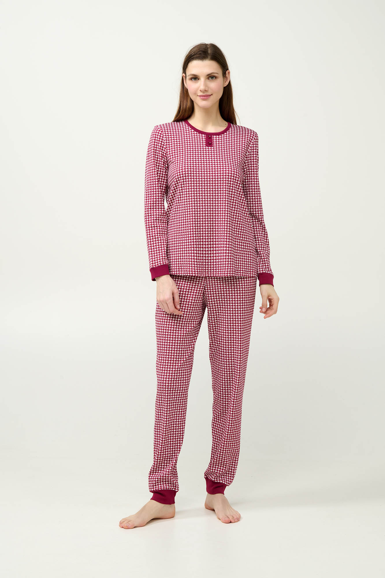 1_0743232291 Βαμβακερή Γυναικεία Πυτζάμα με Μανσέτες - Image 1